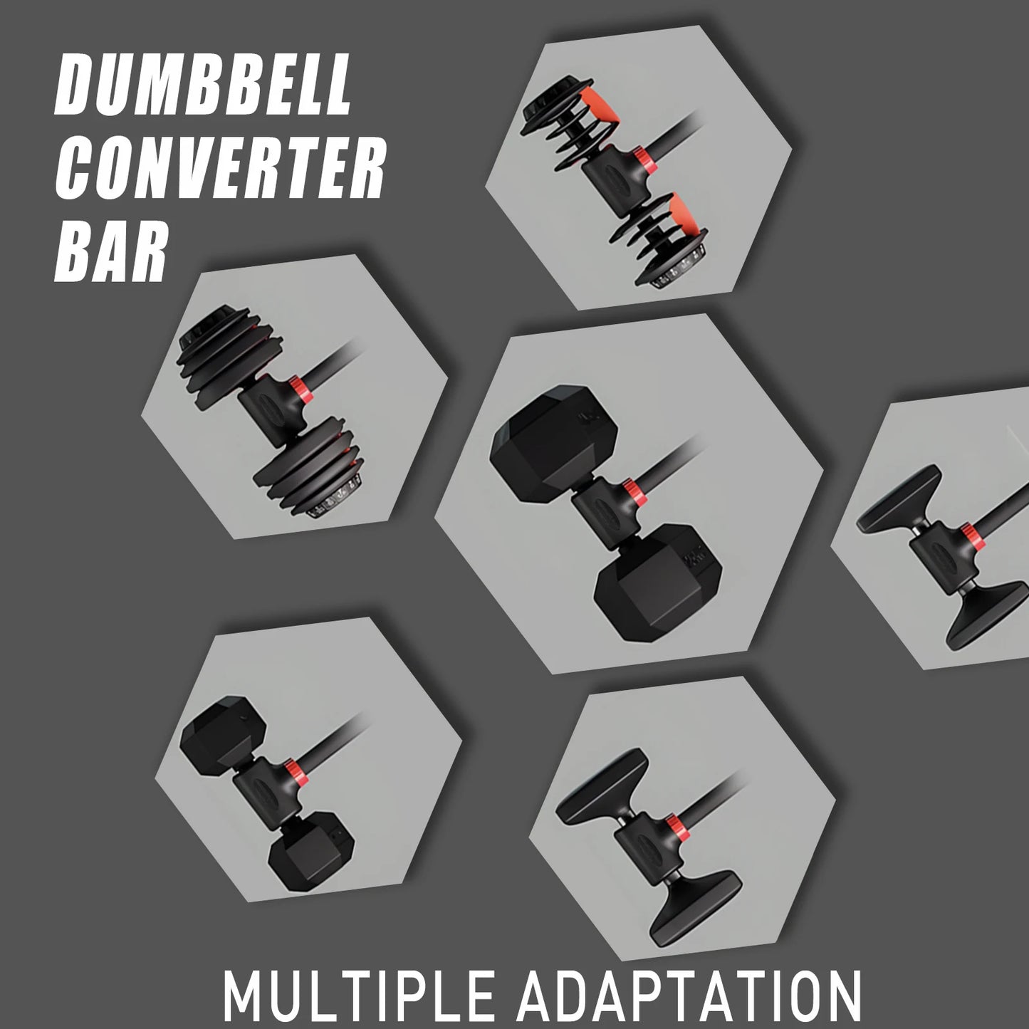 Adjustable Dumbbell Converter to Barbell Set and Kettlebell