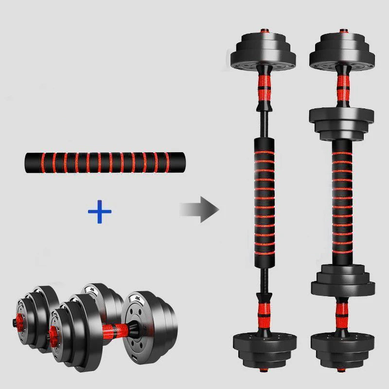 5-44 lbs Adjustable Dumbbell To Barbell Set, Anti-Slip Grip