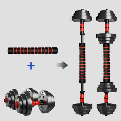 5-44 lbs Adjustable Dumbbell To Barbell Set, Anti-Slip Grip