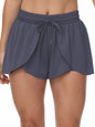 Women's Flowy Running Shorts Plain 2 IN 1 Drawstring Waist Shorts Gym Yoga Athletic Workout Tennis Sport Skorts Skirts Ladies