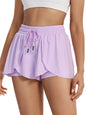Women's Flowy Running Shorts Plain 2 IN 1 Drawstring Waist Shorts Gym Yoga Athletic Workout Tennis Sport Skorts Skirts Ladies