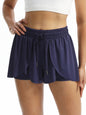 Women's Flowy Running Shorts Plain 2 IN 1 Drawstring Waist Shorts Gym Yoga Athletic Workout Tennis Sport Skorts Skirts Ladies