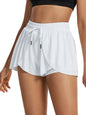 Women's Flowy Running Shorts Plain 2 IN 1 Drawstring Waist Shorts Gym Yoga Athletic Workout Tennis Sport Skorts Skirts Ladies