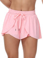 Women's Flowy Running Shorts Plain 2 IN 1 Drawstring Waist Shorts Gym Yoga Athletic Workout Tennis Sport Skorts Skirts Ladies