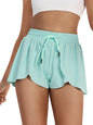Women's Flowy Running Shorts Plain 2 IN 1 Drawstring Waist Shorts Gym Yoga Athletic Workout Tennis Sport Skorts Skirts Ladies