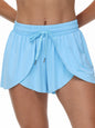 Women's Flowy Running Shorts Plain 2 IN 1 Drawstring Waist Shorts Gym Yoga Athletic Workout Tennis Sport Skorts Skirts Ladies