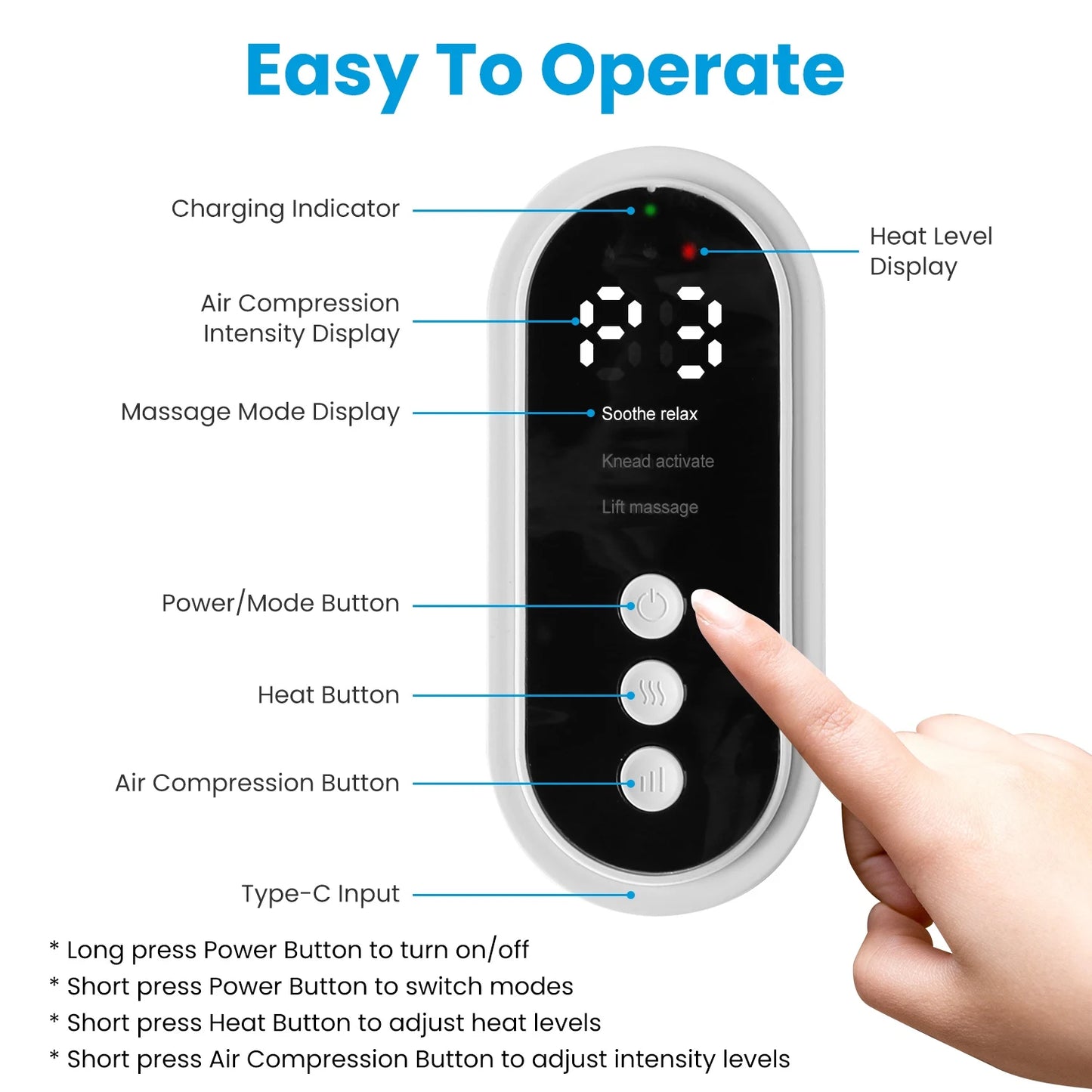 Smart Leg Calf Massage Device With Air Compression