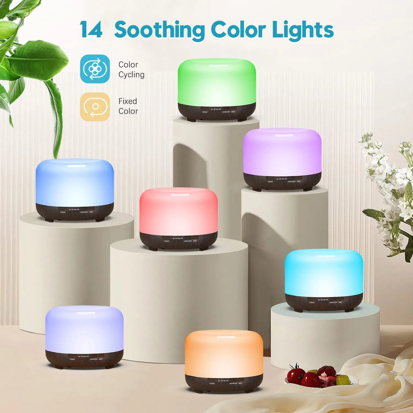 500ML Aromatherapy Oil Diffuser, 6 Bottle Essential Oil Set