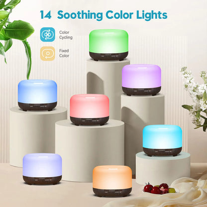 500ML Aromatherapy Oil Diffuser, 6 Bottle Essential Oil Set