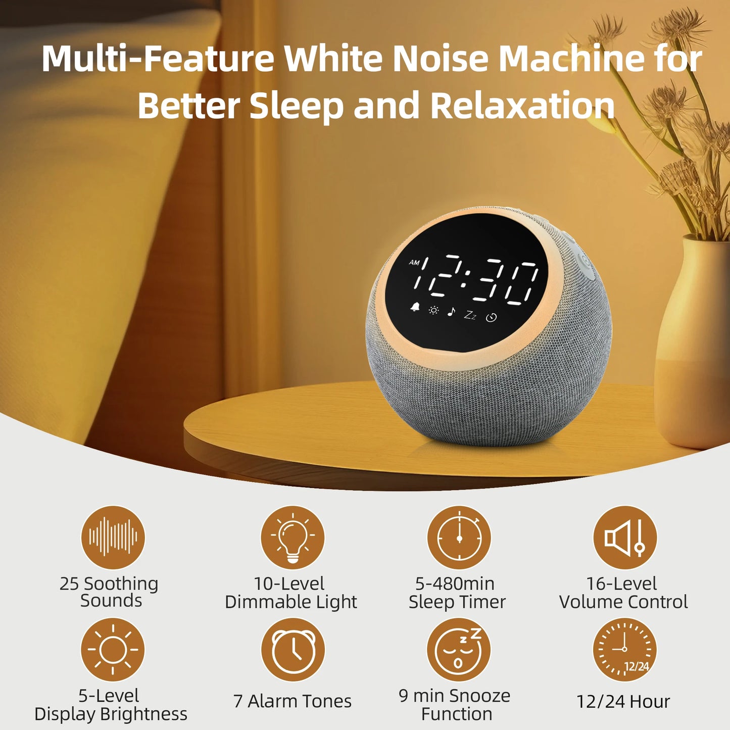 White Noise Sound Machine Alarm Clock