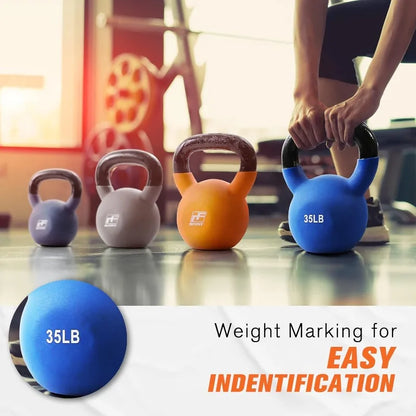 Neoprene Coated Solid Cast Iron Kettlebell 5-50lbs