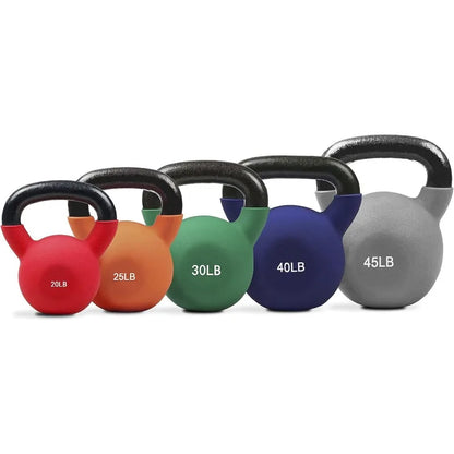 Neoprene Coated Solid Cast Iron Kettlebell 5-50lbs