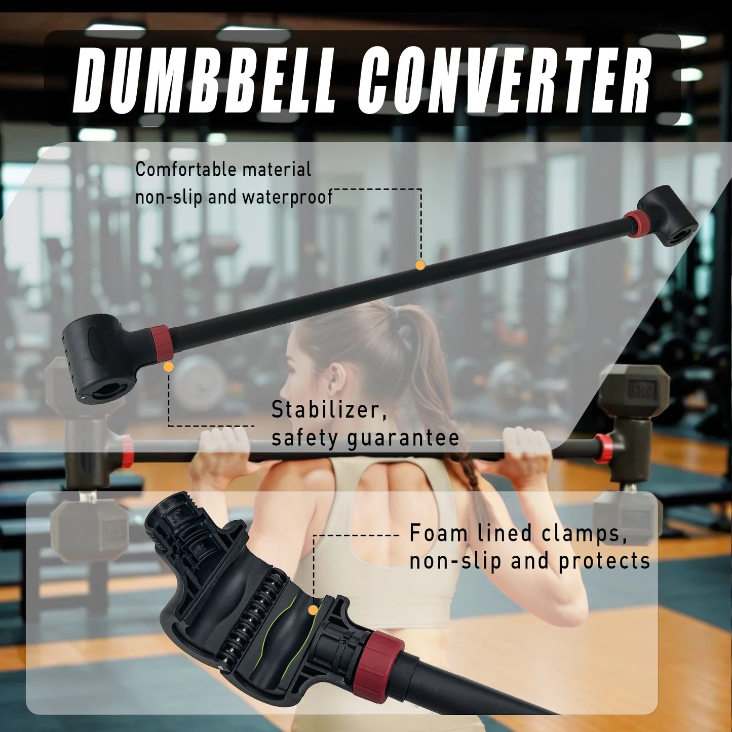 Adjustable Dumbbell Converter to Barbell Set and Kettlebell