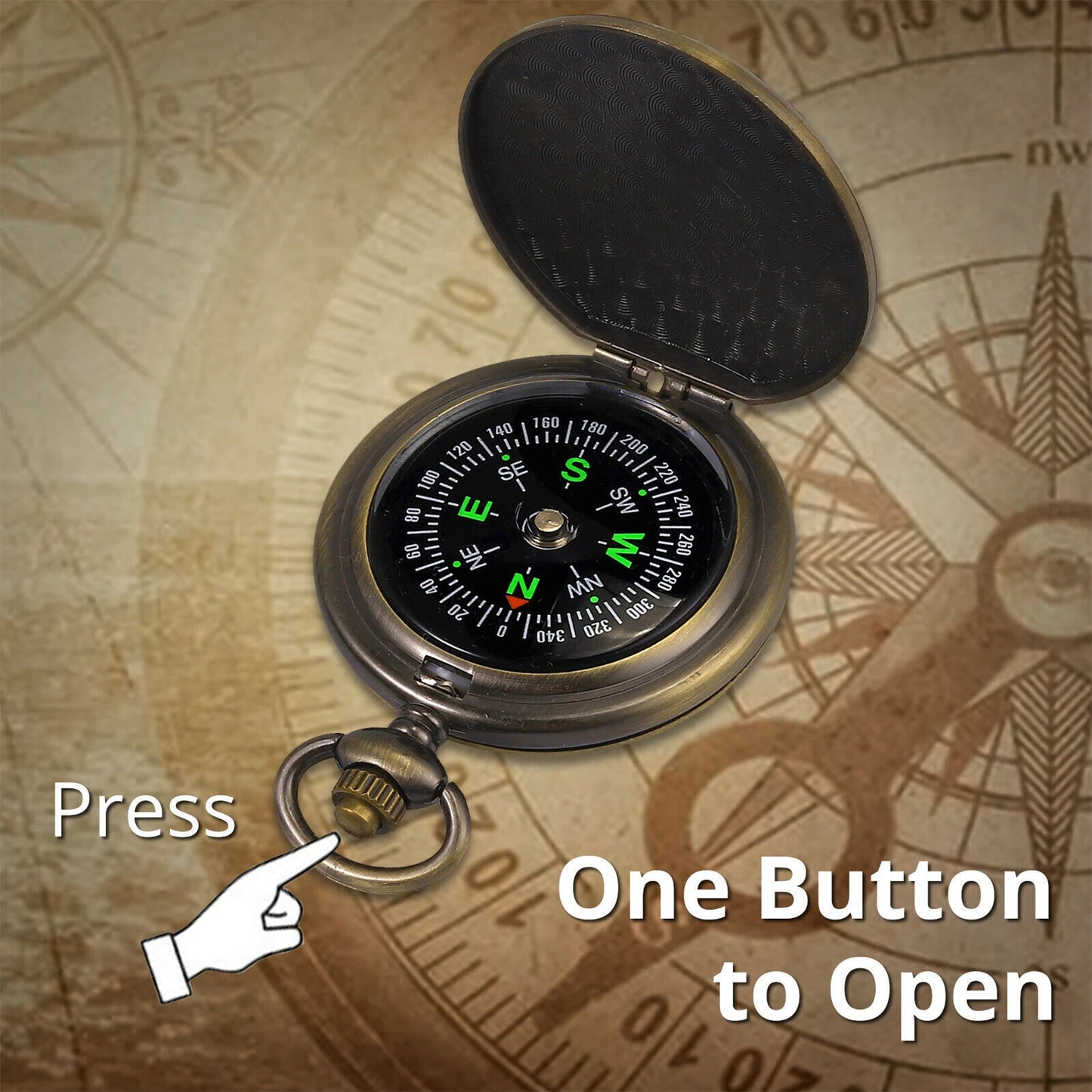 Vintage Zinc Alloy Flip Cover Compass