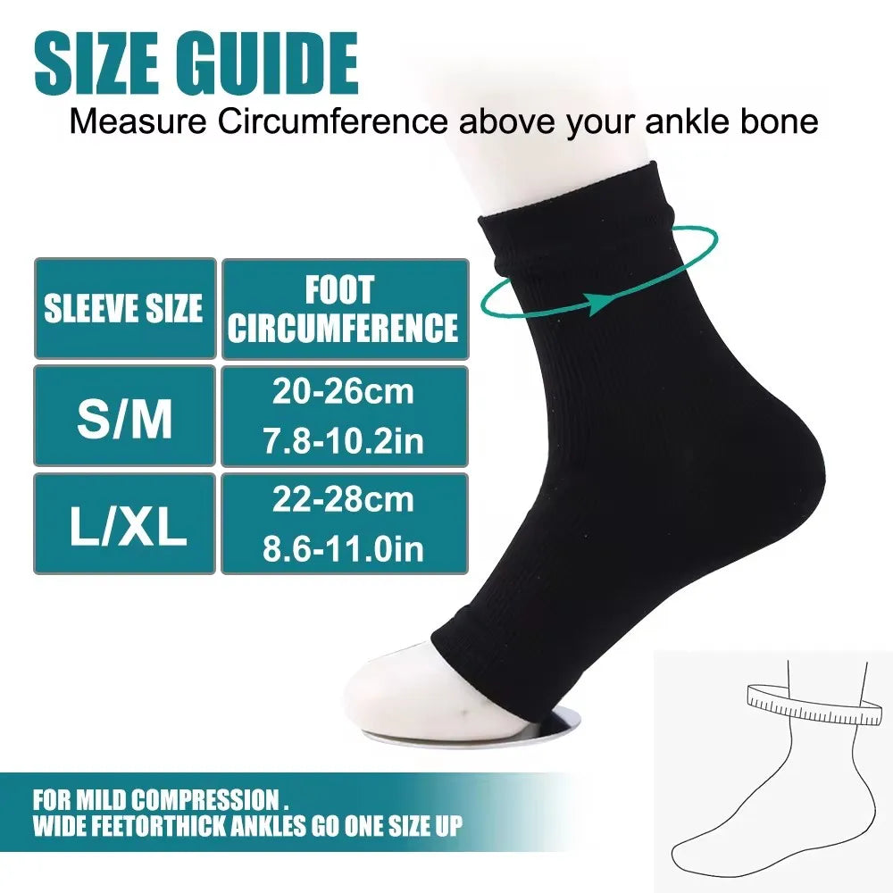 2 Pair Compression Socks Ankle Support, Plantar Fasciitis Relief